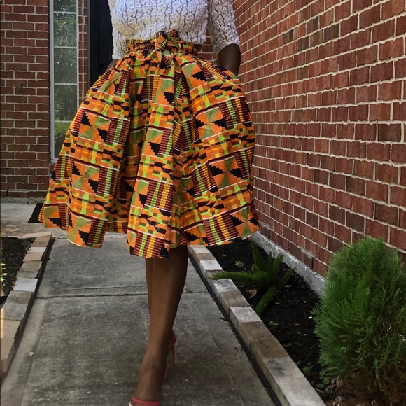 veroex Dresses & Skirts - African Ankara kente print pleated skirt